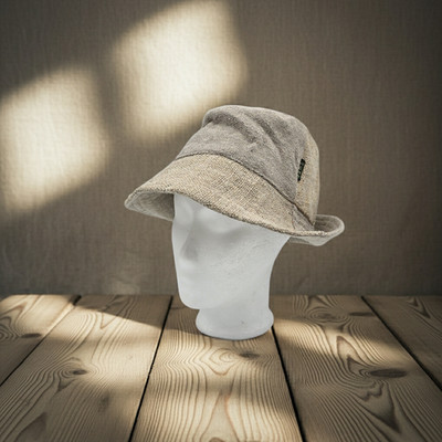 Geflickter Boho-Festivalhut Hanf Baumwolle Hellbraun Natur Nepal Unisex