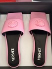 Versace Pink Medusa Logo Slide Sandals Womens Open Toe Leather US 6.5 EU 37 — photo 5