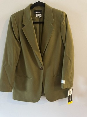 Vintage Sag Harbor Women's Wool Blazer Size 8 Green One Button Suit Jacket