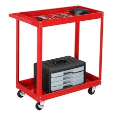 2 Tier Rolling Tool Cart w/ Wheels Service Utility Storage Organizer Red 220lbs