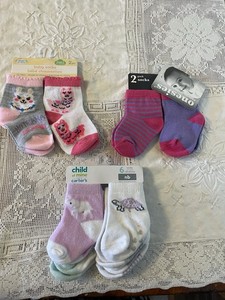 Three Packs Of Brand New Little Girls Socks All Different Sizes