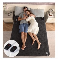 Electric Heated Mattress Pads Size Dual Controllers 78   80  King Gray Sherpa