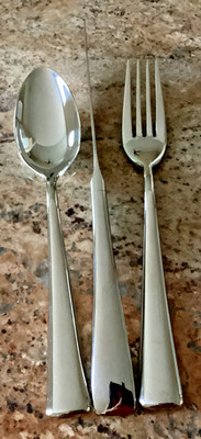 3 Pieces CHRISTOFLE ELEMENTAIRE Stainless France Flatware Knife Fork Soup Spoon
