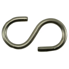 11/64" x 3/4" x 2-1/8" 18-8 Stainless Medium Wire S Hooks (10 pcs.)