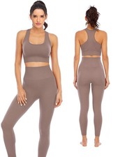 Workout Sets for Women 2 Piece High Waisted Seamless Leggings with Padded Str...