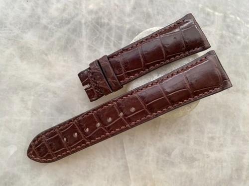 22mm/18mm Genuine Real Brown Crocodile Alligator Leather Watch Strap Band - Afbeelding 1 van 1