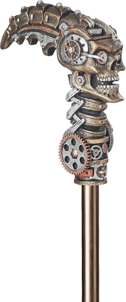 Bastón Steampunk único para caminar - Diseño decorativo de calavera y engranajes de 40 pulgadas Foto 4 de 4