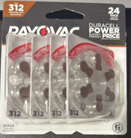Rayovac Hearing Aid Batteries Size 312 -24 Count. Expiration