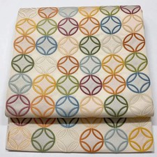 6611 Japanese Vintage Fukuro Obi Belt Kimono Fabric Silk Traditional Embroidery