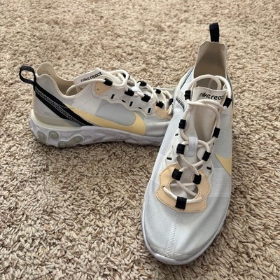 Nike React Element 55 Sneakers Men's 8 Gray Soft Yellow BQ6166-101 Athletic Shoe