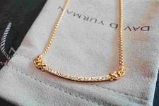 NEW/DAVlDYurmanSterling GOLD 750 Crossover/Bar Pendant Necklace withDiamonds