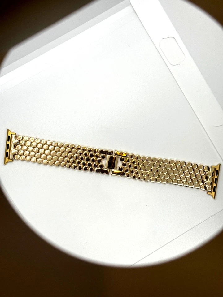 Correa de metal tono dorado para Apple Watch 38/40/41 mm pulsera de eslabones de panal de lujo Foto 4 de 4