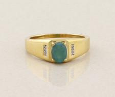 Anello uomo oro 18 kt placcato su argento sterling smeraldo e zirconi bianchi misura 12
