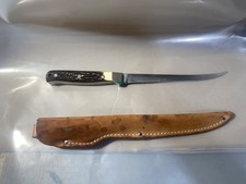 Vintage Schrade Uncle Henry 167 Fillet Knife with Leather Sheath Made in USA