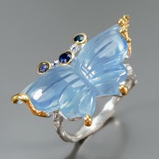 Handmade 13 ct Natural Aquamarine Ring 925 Sterling Silver Size 7 /R449658