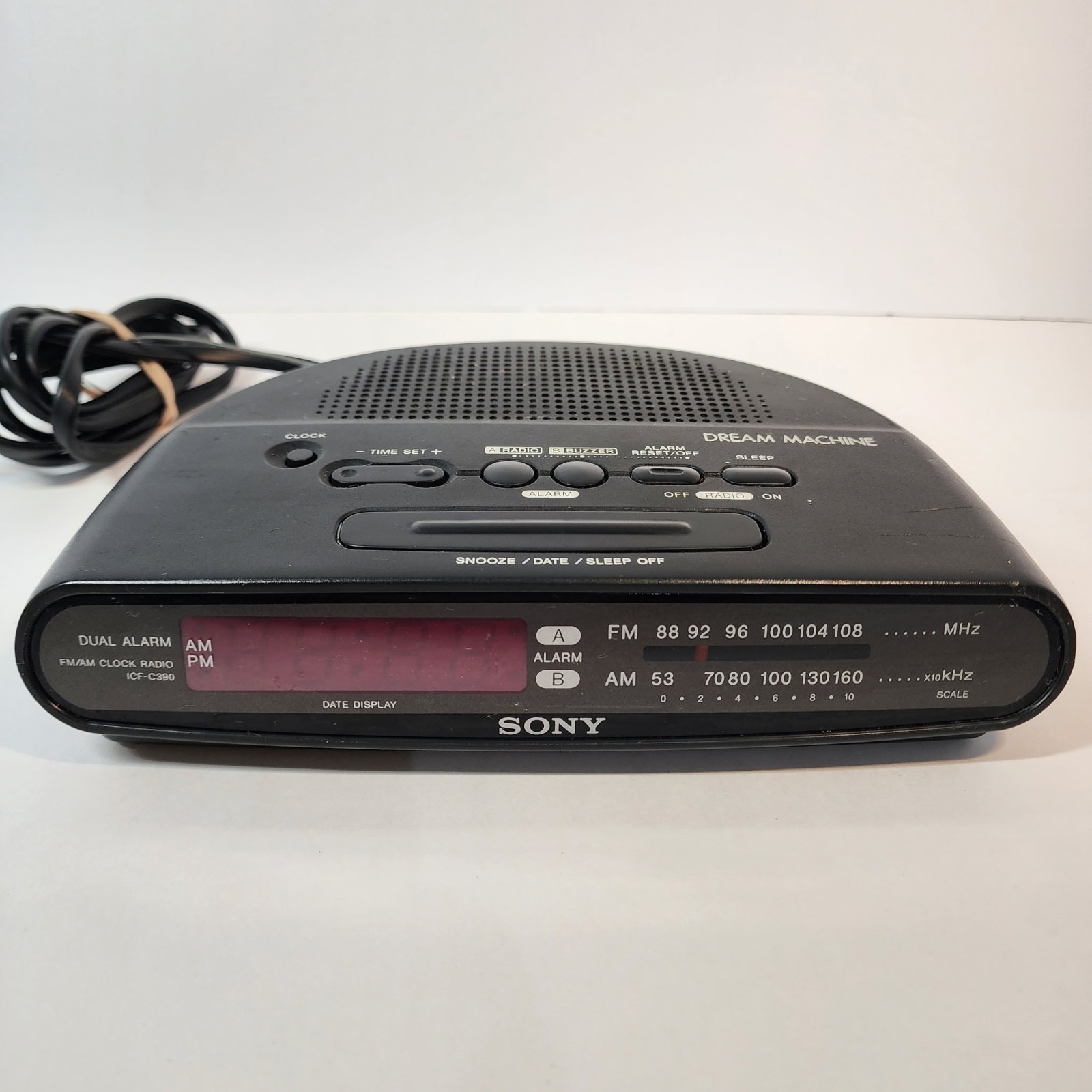 Sony Dream Machine ICF-C390 Dual Alarm AM/FM Clock Radio Tested Black