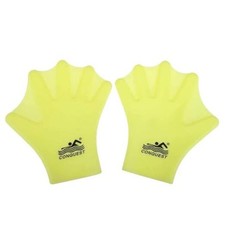 Kids Adults Webbed Swimming Gloves,Hand Flippers for Swimming, Large Yellow