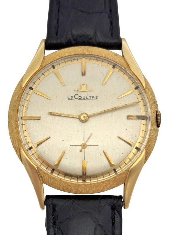 Large 34mm Mens Retro Le Coultre 14k Gold Running Wrist Watch