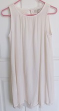 NWOT White Loose Dress Showing Layers at Hem Sleeveless Scoop Neck Sz SM  LOFT 