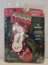 Feltworks Dimensions Felt Applique Kit Christmas Stocking Snowman Cheer 2005 new