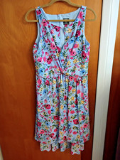 Vince Camuto Crinkle Chiffon Keyhole Sleeveless Floral Dress Size 16