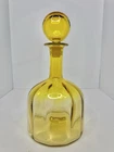 HTF Vintage MCM Blenko Glass 6942 Optic Decanter In Lemon 11.75” W/stopper