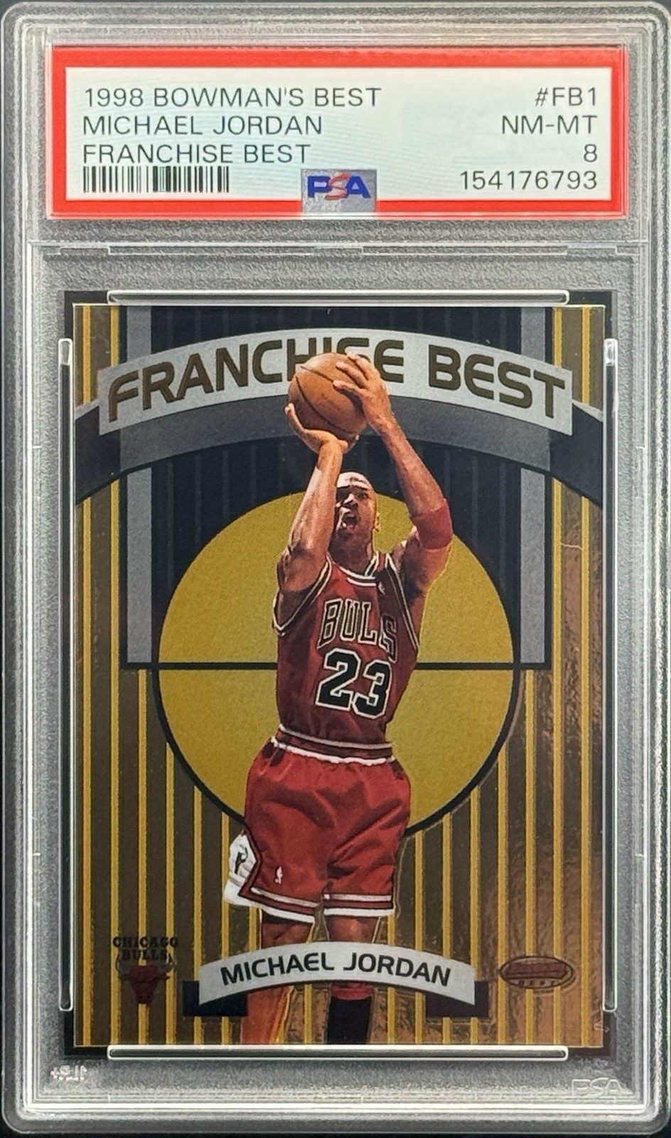 1998 BOWMAN'S BEST FRANCHISE BEST #FB1 MICHAEL JORDAN PSA 8