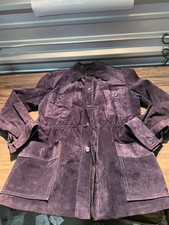 Fantastic International Suede Coat Womens 46 Purple Button Front Goth Whimsigoth