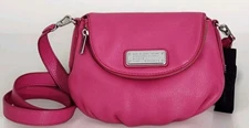🌞MARC JACOBS NEW Q NATASHA BRIGHT ROSA PINK LEATHER SMALL CROSSBODY BAG🌺NWT!
