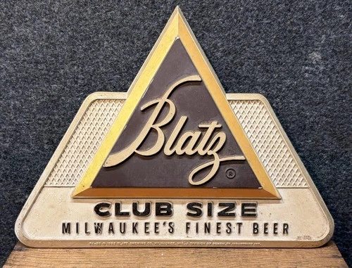 Vtg 1950s Blatz Beer Club Size Vacuum Form Plastic Sign 9” X 6.75” Milwaukee