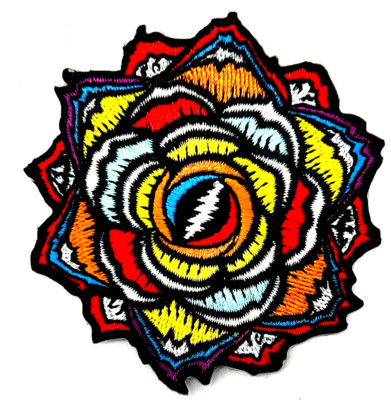 Grateful Dead Flower Bolt Embroidered SYF Rock Iron On Patch