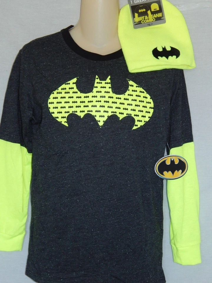 Camiseta Manga Larga Niño Batman Juvenil Talla XL 14/16 XXL 18 NUEVO Conjunto Skully Gorro Foto 4 de 4