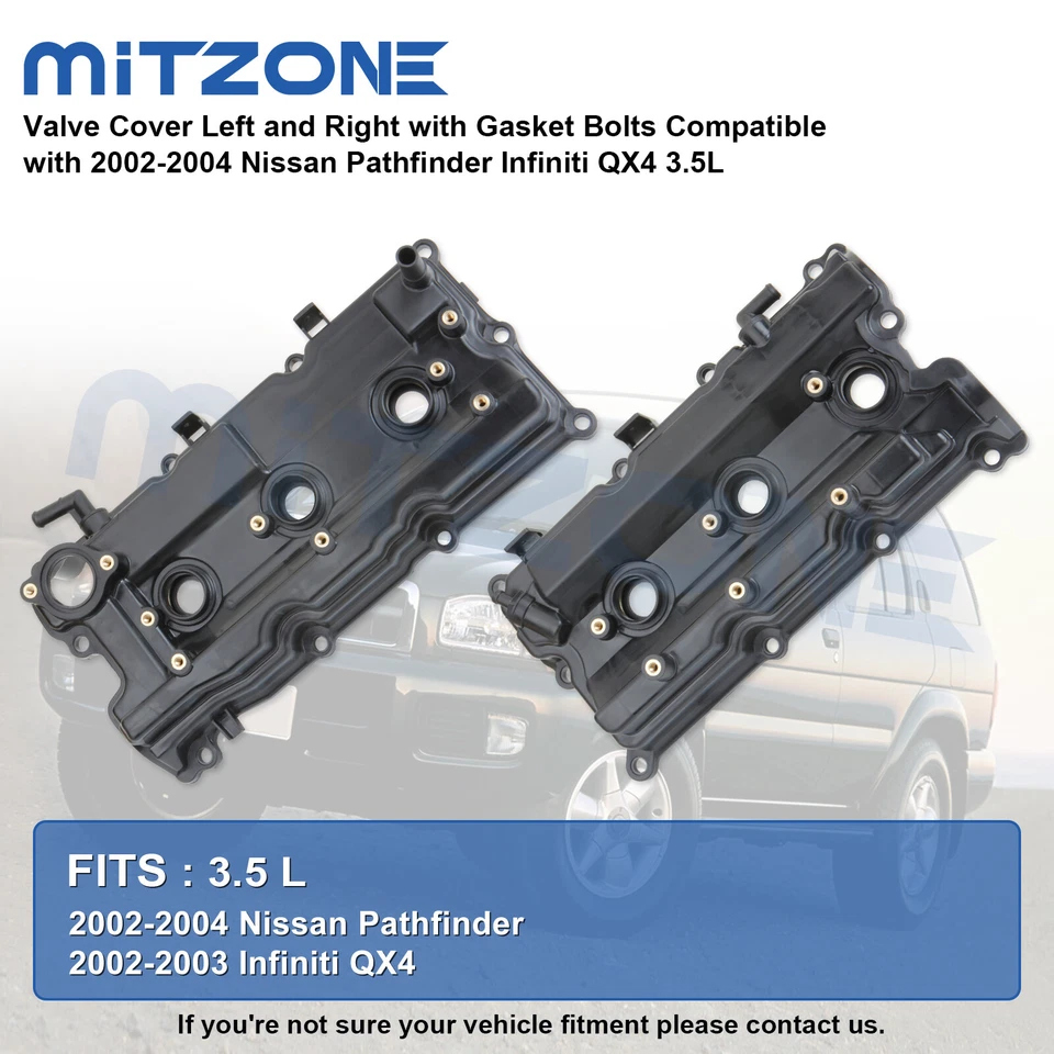 Cubierta de válvula 2 piezas con junta y pernos y tapa para 02-04 Nissan Pathfinder Infiniti QX4 Foto 2 de 4