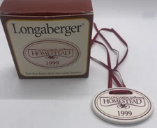 Longaberger 1999 Homestead Oval Pottery Basket Tie On Red White NIB BASKET TRIM