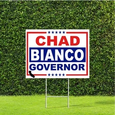 Chad Bianco California Governor Red White Blue Large Yard Sign w Metal H Stake