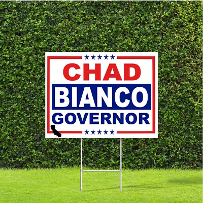 Chad Bianco California Governor Red White Blue Large Yard Sign w Metal H Stake
