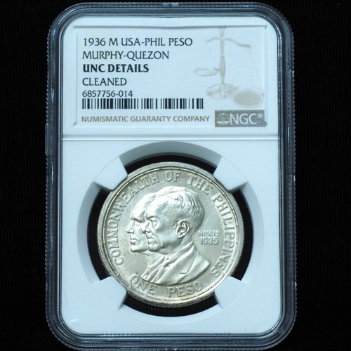 1936-M Peso Philippines Murphy-Quezon UNC Details NGC - Picture 4 of 5
