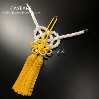 A Set JDM Cayears Produce White Kintsuna Yellow JP Kiku Knot Car