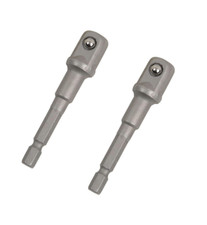 2 x CRV 1/2" Impact Drill Driver Bit Socket Adapter Hex Shank Extension Bar