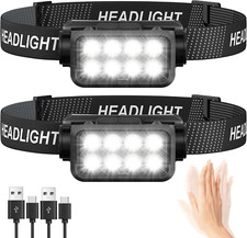 Linterna frontal recargable paquete de 2 , 8 LED, 2500 l menes