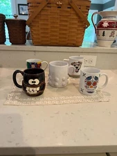  5 Coffee Mugs. Mudpie, Cheerful Toothy Mug, Spectrum design, Save the Children