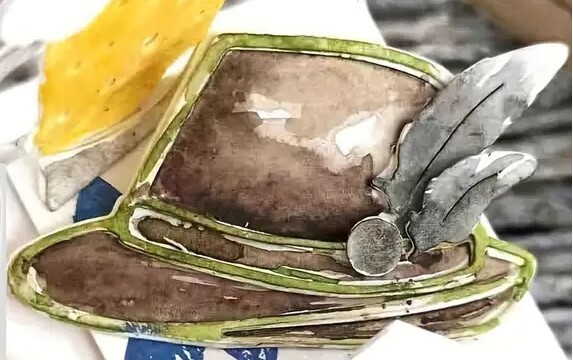 Fedora Hat Feather Victorian Vintage Layered Thin Metal Dies Standard Design-image