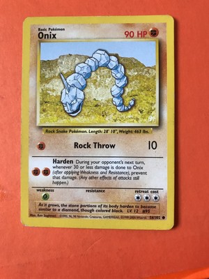 Pokemon Individual Cards Onix 56 102 Base Set Shadowless Pokemon Card Near Mint Toys Hobbies