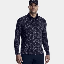 Under Armour Playoff Printed Zip NWT Large Black Gray Golf Men Outdoor