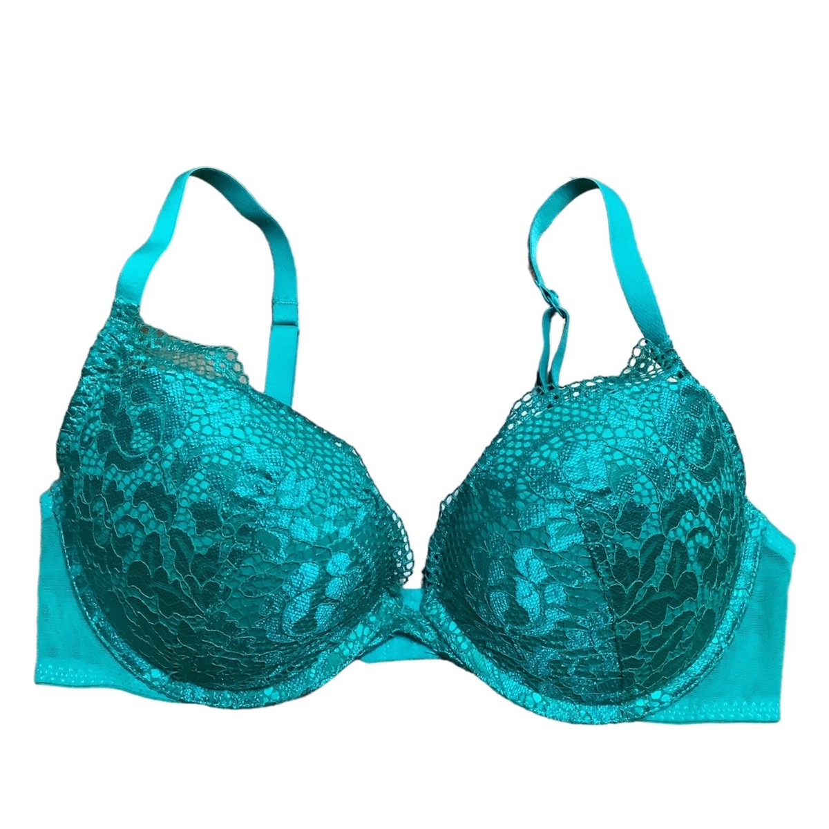 新品未使用*Ribbon Leavers Lace Bra Set / D65 La Senza Obsession Plunge Push Up Emerald Green Lace Bra