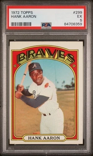 PSA-graded 1972 Topps baseball card #299; Henry "Hank" Aaron, Atlanta Braves