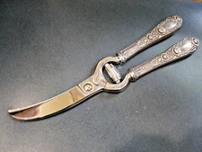Rare S. KIRK & SON "ROSE" Sterling Handles Vintage Large Poultry Grape Shears	