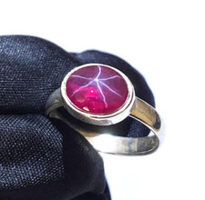 Genuine Red Star Ruby Ring For Men  Women 925 Silver Handmade Ruby Jewelry Ring