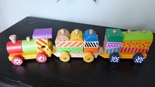 Train bois - jouet d'éveil Locomotive wagons Montessori Cadeau Enfant