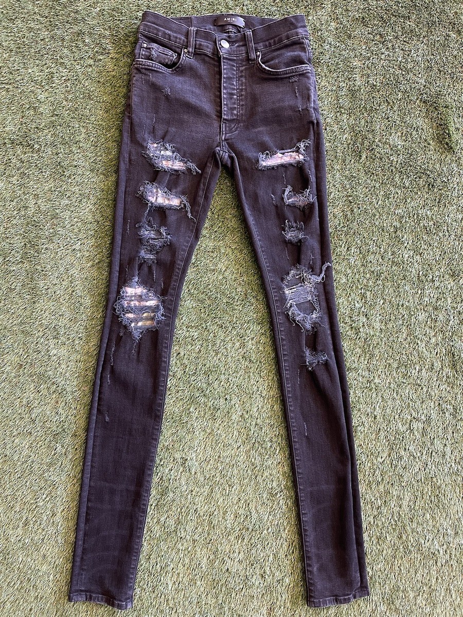 Size 28 - Authentic Amiri Jeans Distressed Hawaiian Patch Black